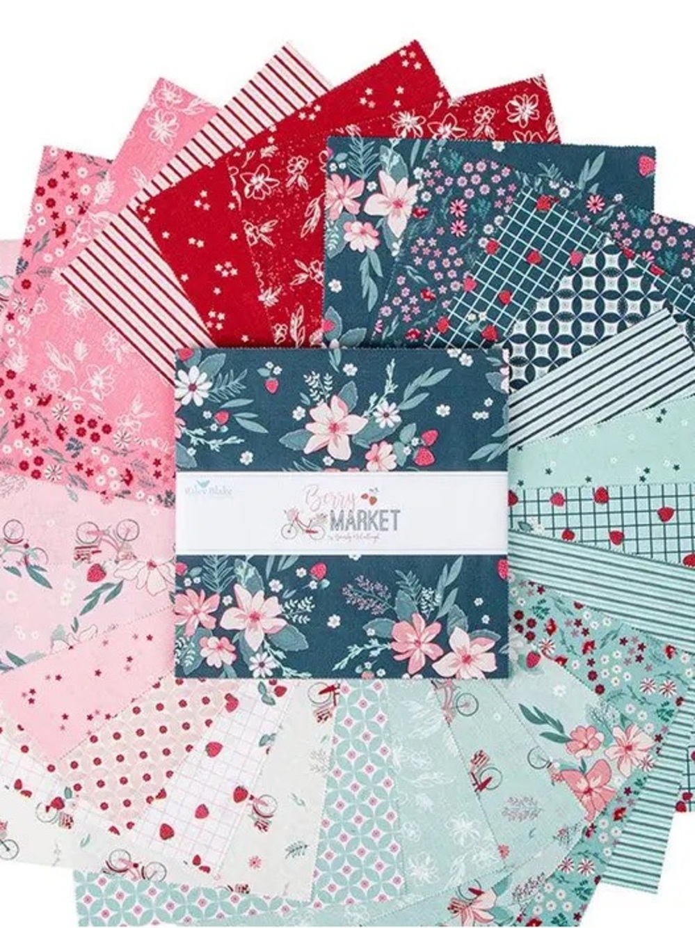 Berry Market by Riley Blake 5” Charm Pack. 42 Pieces  Cotton Fabric New